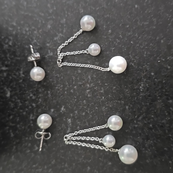 Ross Simon Shell Pearl Earrings With Sterling Silver Tassel Jackets FINAL - Picture 4 of 8